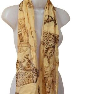 Vintage Lion Leopard Tiger Graphic Sheer Scarf Carol Baskin Tiger King Big Cats